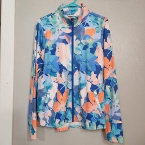 Christopher Banks Women's‎ Front Zip Top Bomber Jacket Size Petite Medium Floral